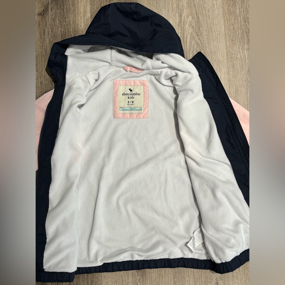 Abercrombie & Fitch Girls Size 9 10 Lined Windbreaker Jacket Blue Pink - Picture 9 of 14